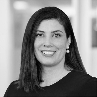 Headshot of Allison J Bender, grayscale