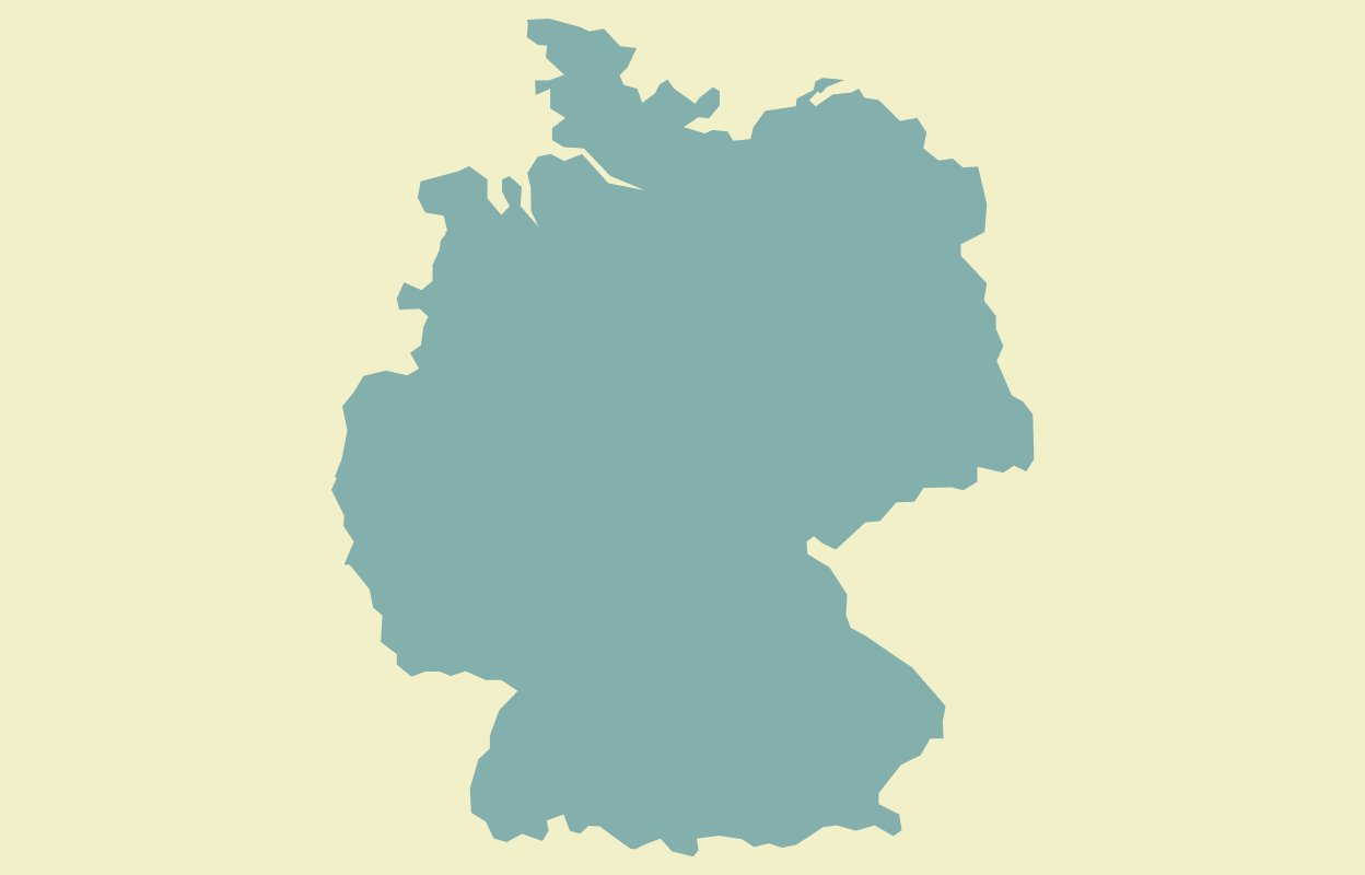 Teal outline of Germany on a beige background